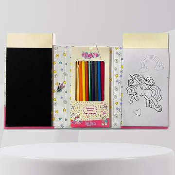 Definite Kids Unicorn Coloring & Scratching Art Kit – 30 Pages, 8 Pencils, 10 Scratch Sheets | Age 3+, Unisex, Non-Foldable (18x11x2.5 cm)