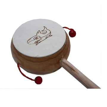 Jtku Handicraft Wooden damru Toy - Kid's Musical Instrument Beautiful Handcrafted Set of 1 Gift idea | Fun Stuff for Kids-Brown