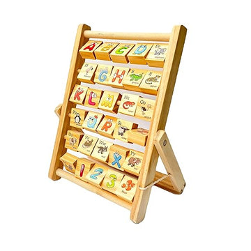 Mother Touch Toys - Letters & Numbers Board: Spin & Learn | Wooden Toy | Baby Toys | Learning Toy | Eco-Friendly | Learning Board
