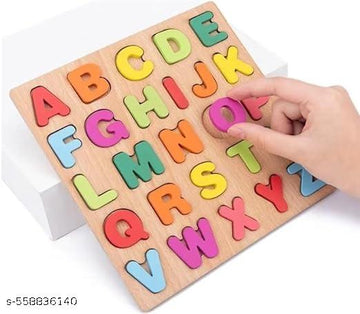 Wooden Alphabet Puzzle Board, Educational Learning Toy for Toddlers, ABC Letters with Bright Colors