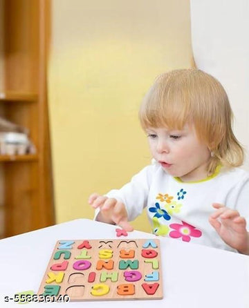 Wooden Alphabet Puzzle Board, Educational Learning Toy for Toddlers, ABC Letters with Bright Colors