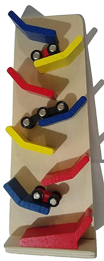 Shopfleet Wooden Slippery Car-Wooden Mini Car Speed Racing Toy-Zig-Zag Drop Game