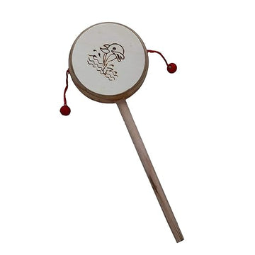 Jtku Handicraft Wooden damru Toy - Kid's Musical Instrument Beautiful Handcrafted Set of 1 Gift idea | Fun Stuff for Kids-Brown