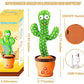 Dancing Cactus Toy, 120 Songs, Singing and Recording Function, Rechargeable, LED Lights, 32.5 cm Height