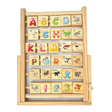 Mother Touch Toys - Letters & Numbers Board: Spin & Learn | Wooden Toy | Baby Toys | Learning Toy | Eco-Friendly | Learning Board