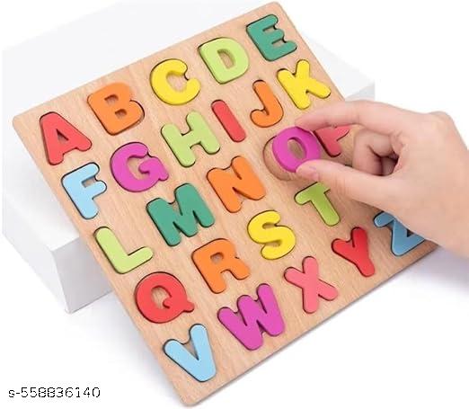 Wooden Alphabet Puzzle Board, Educational Learning Toy for Toddlers, ABC Letters with Bright Colors